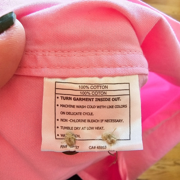 Ariat Size XXL Mens Pink Cotton Twill Button Up Collared Shirt Long Sleeve Roomy - Picture 8 of 9